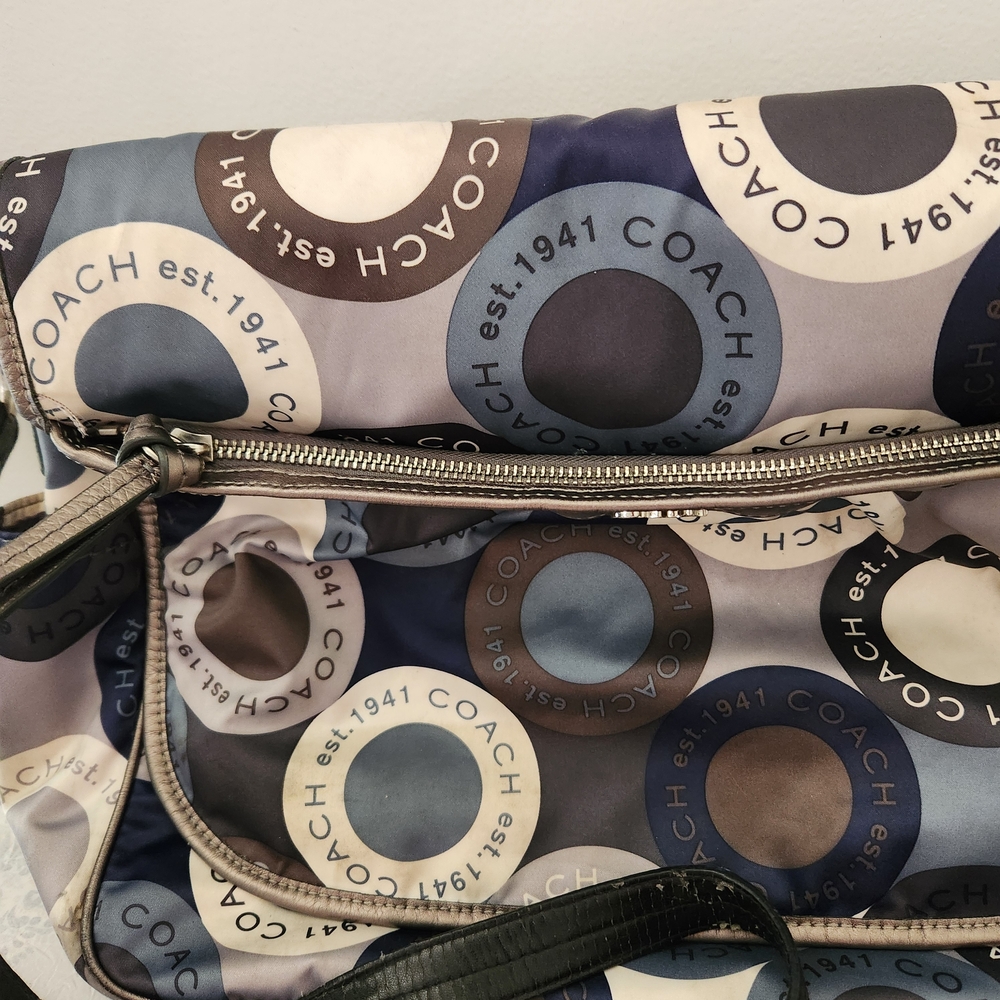 Coach Blue And Brown Circle Pattern Crossbody Bag - image 3